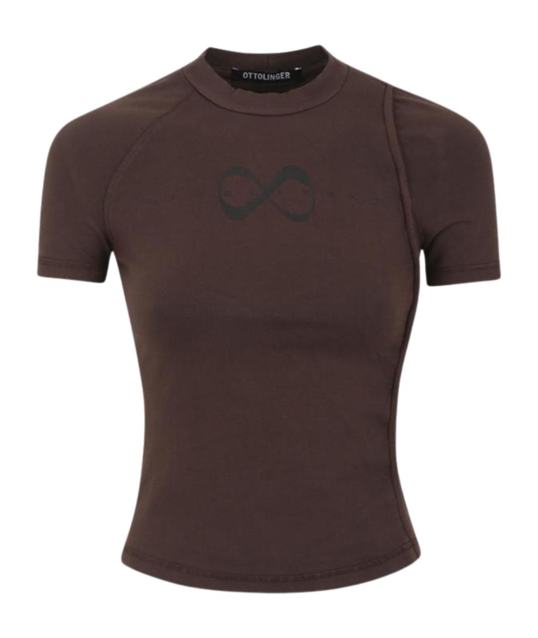 OTTOLINGER Коричневая хлопковая футболка, фото 1