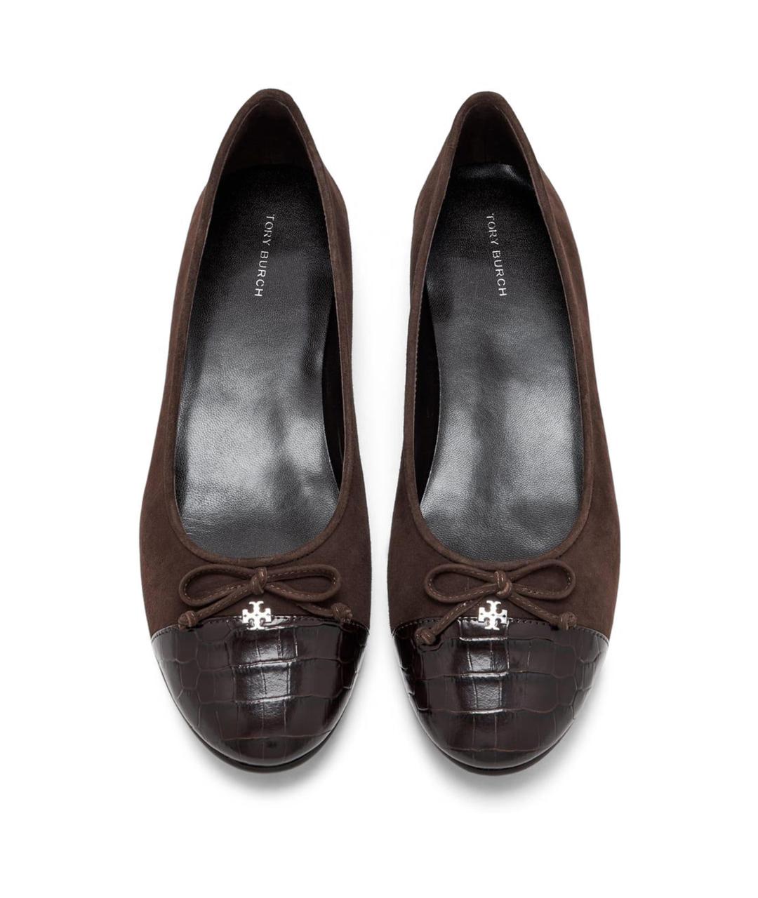 TORY BURCH Коричневые кожаные балетки, фото 2