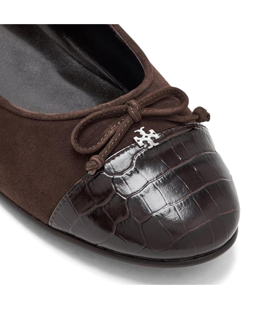 TORY BURCH Коричневые кожаные балетки, фото 3