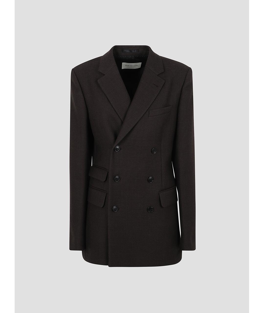 DRIES VAN NOTEN Коричневый шерстяной пиджак, фото 4