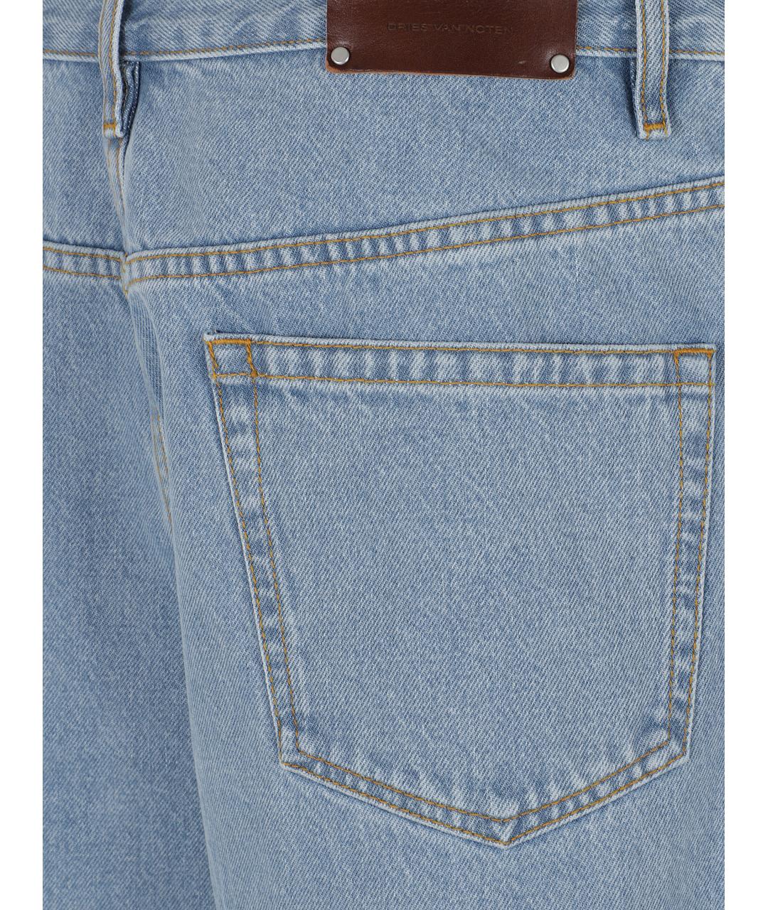 DRIES VAN NOTEN Голубые хлопковые прямые джинсы, фото 3