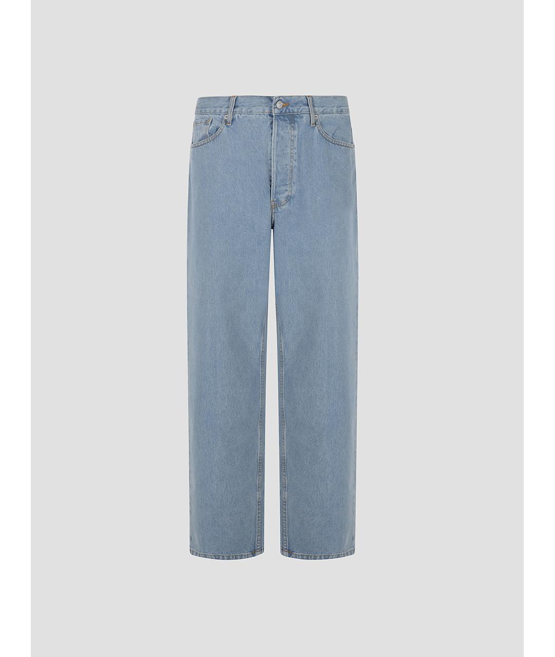 DRIES VAN NOTEN Голубые хлопковые прямые джинсы, фото 4