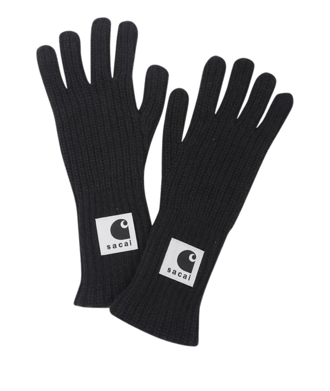 SACAI Черные шерстяные перчатки, фото 1