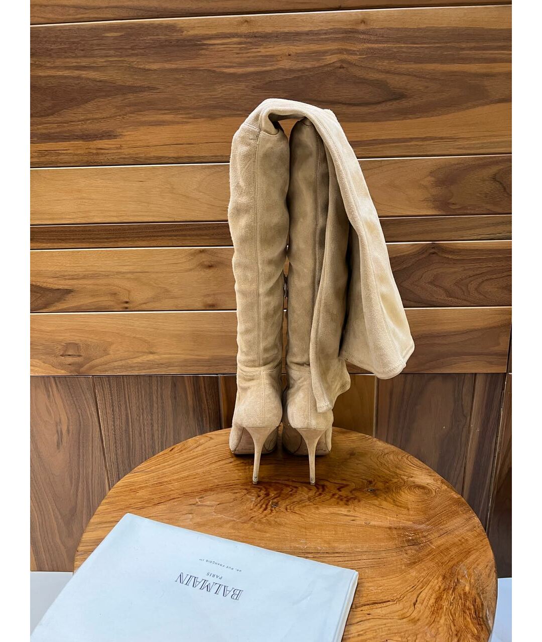 BALMAIN Розовые замшевые ботфорты, фото 3