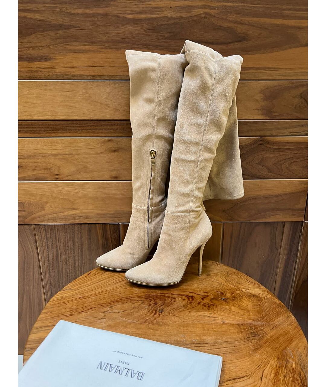 BALMAIN Розовые замшевые ботфорты, фото 7