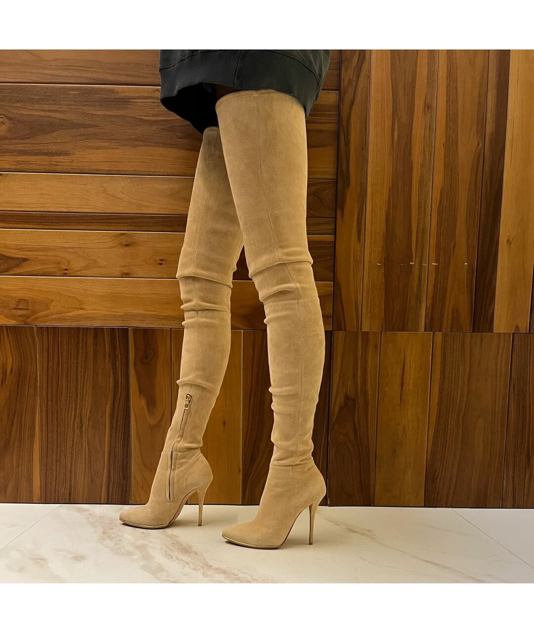 BALMAIN Розовые замшевые ботфорты, фото 4