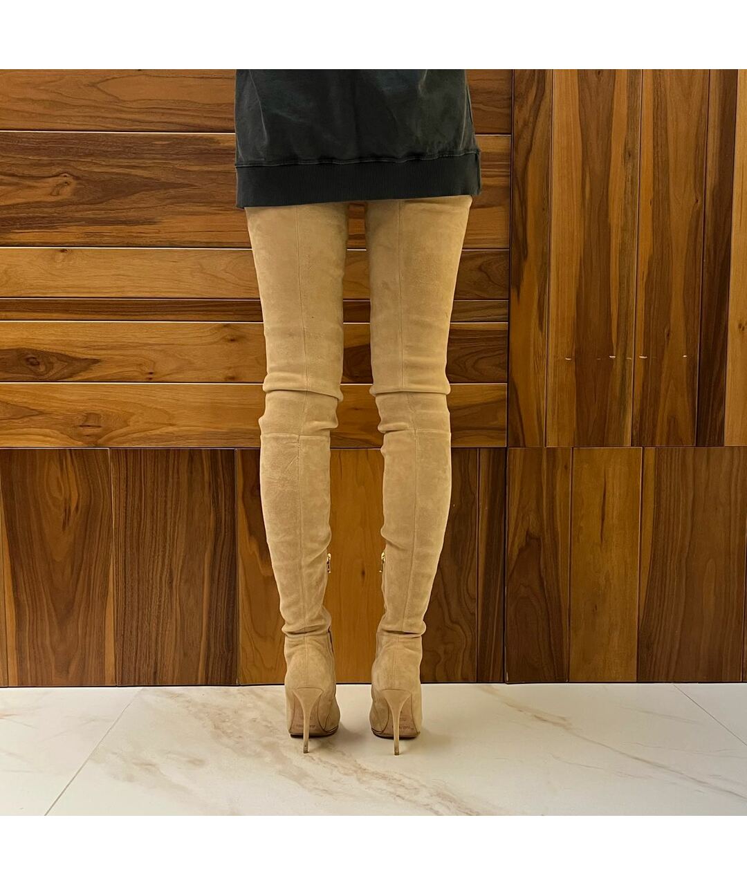 BALMAIN Розовые замшевые ботфорты, фото 5