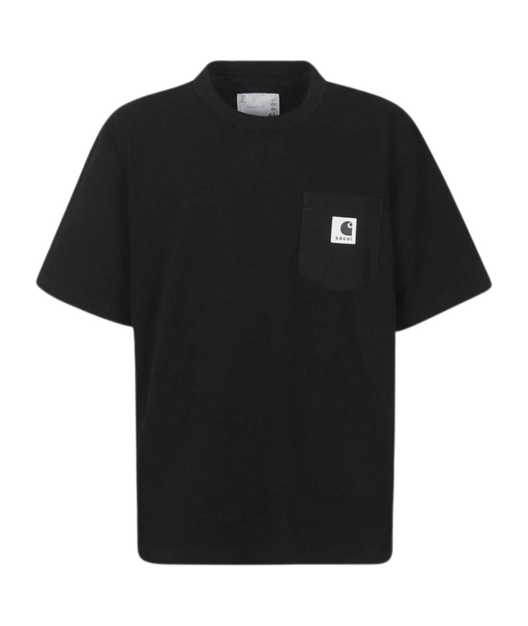 SACAI Черная хлопковая футболка, фото 1