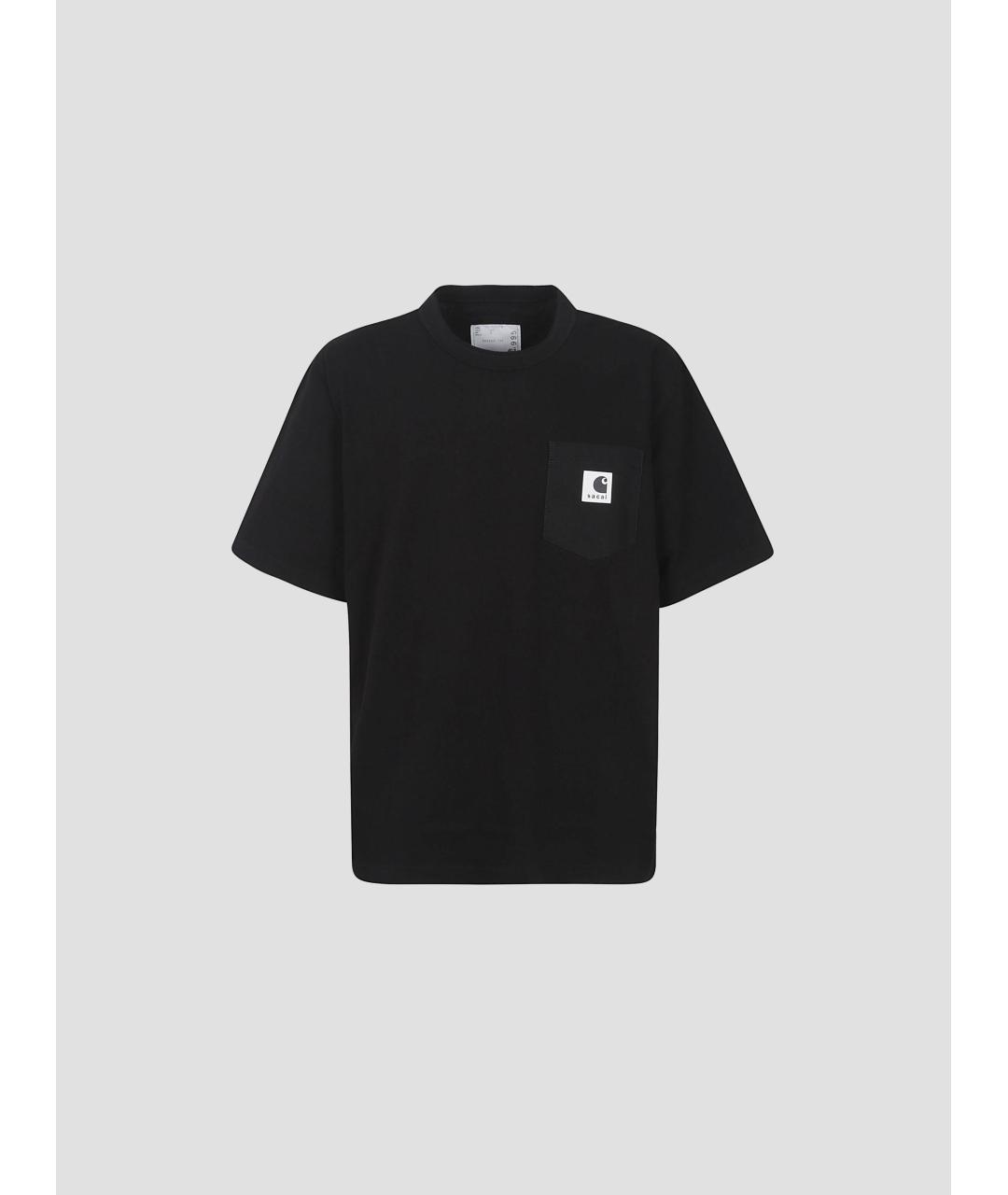 SACAI Черная хлопковая футболка, фото 4