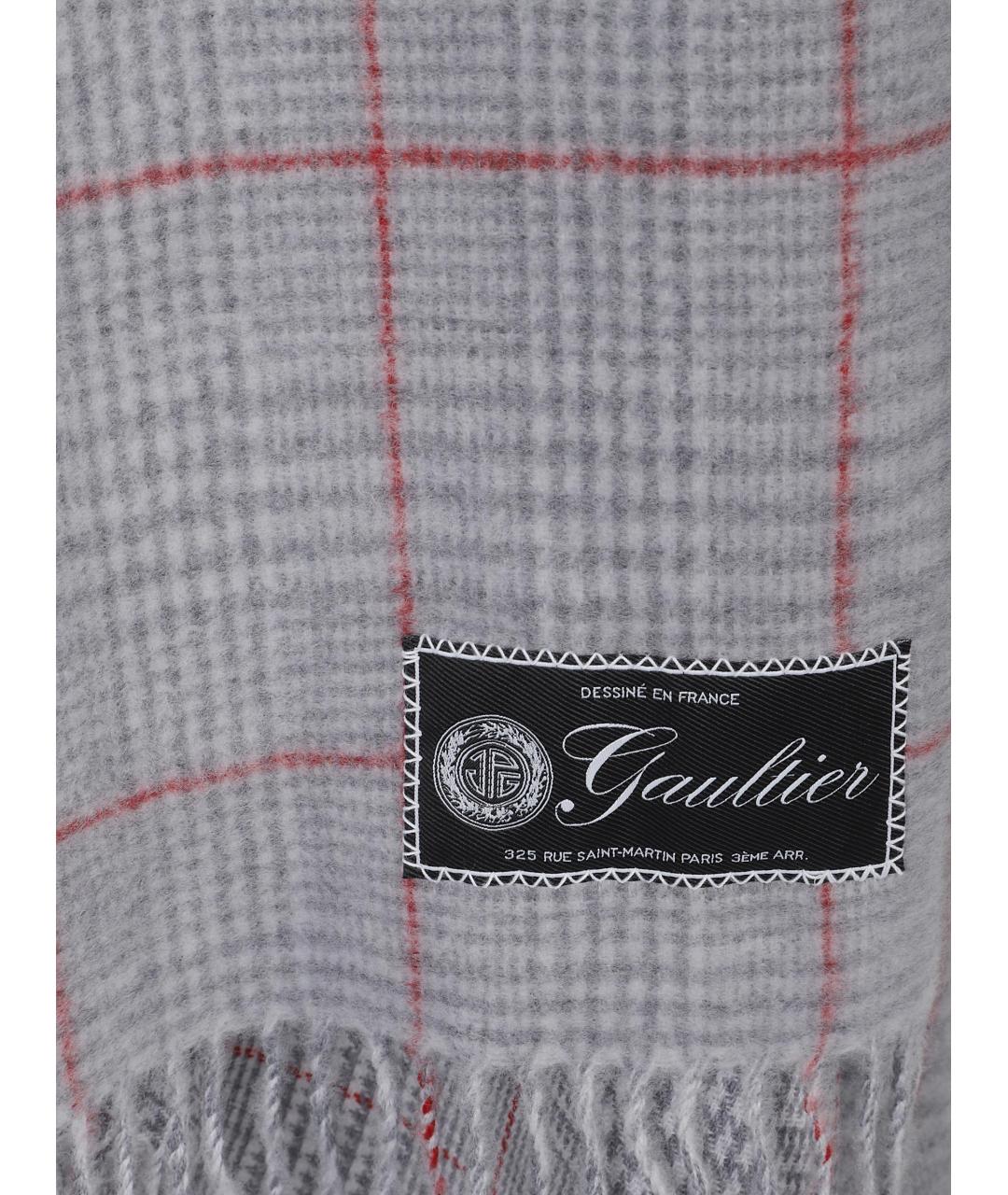 JEAN PAUL GAULTIER Серый шерстяной шарф, фото 3