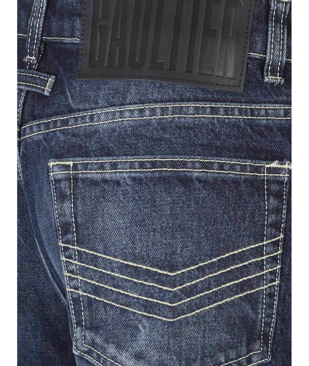 JEAN PAUL GAULTIER Синие хлопковые прямые джинсы, фото 3