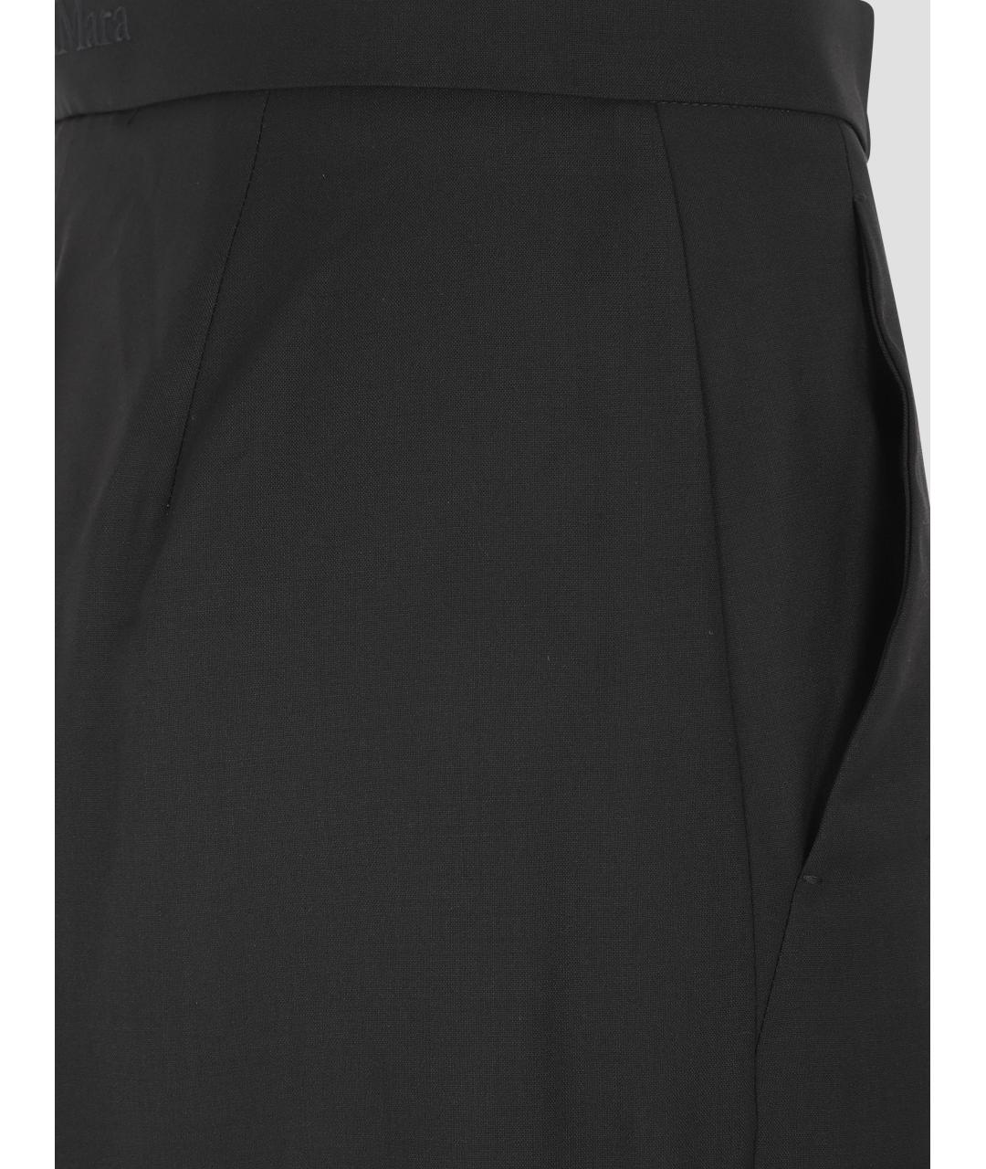 MAX MARA Черные шерстяные прямые брюки, фото 2