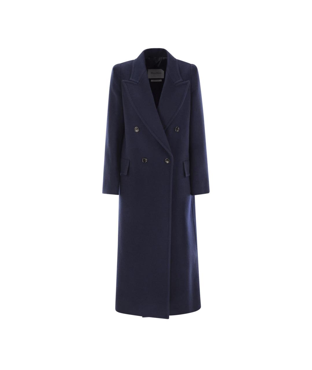 MAX MARA Темно-синее шерстяное пальто, фото 1