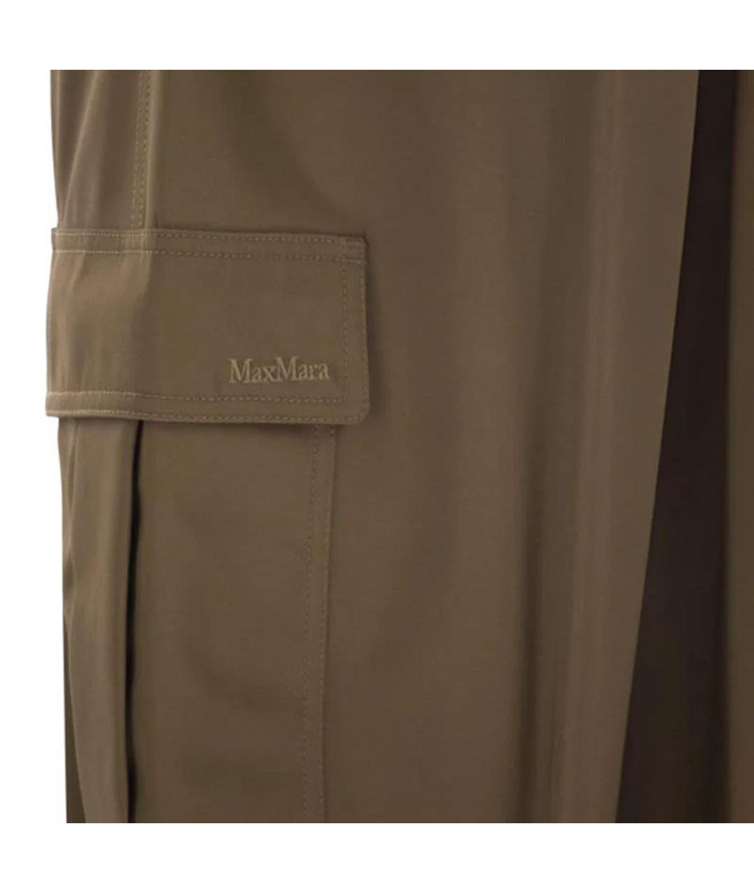 MAX MARA Коричневые хлопковые прямые брюки, фото 3