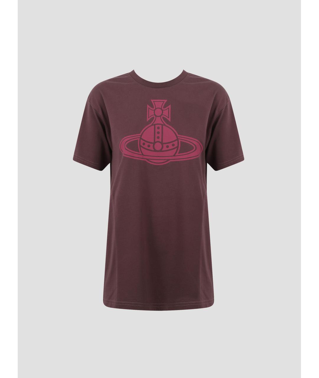 VIVIENNE WESTWOOD Бордовая хлопковая футболка, фото 4