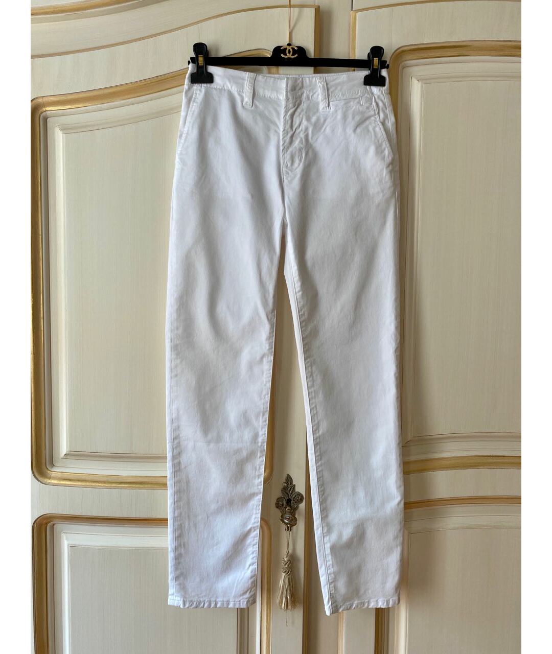 JBRAND Белые хлопко-эластановые брюки узкие, фото 8