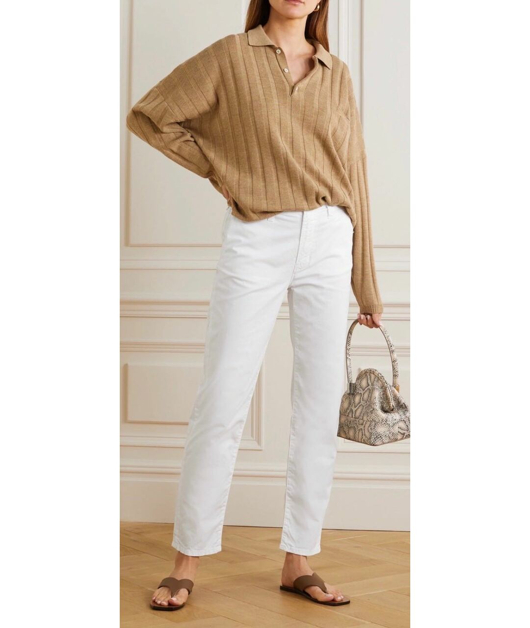 JBRAND Белые хлопко-эластановые брюки узкие, фото 3