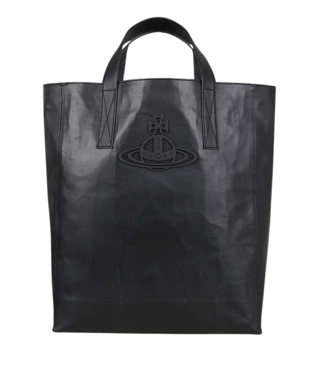 VIVIENNE WESTWOOD Черная кожаная сумка тоут, фото 1