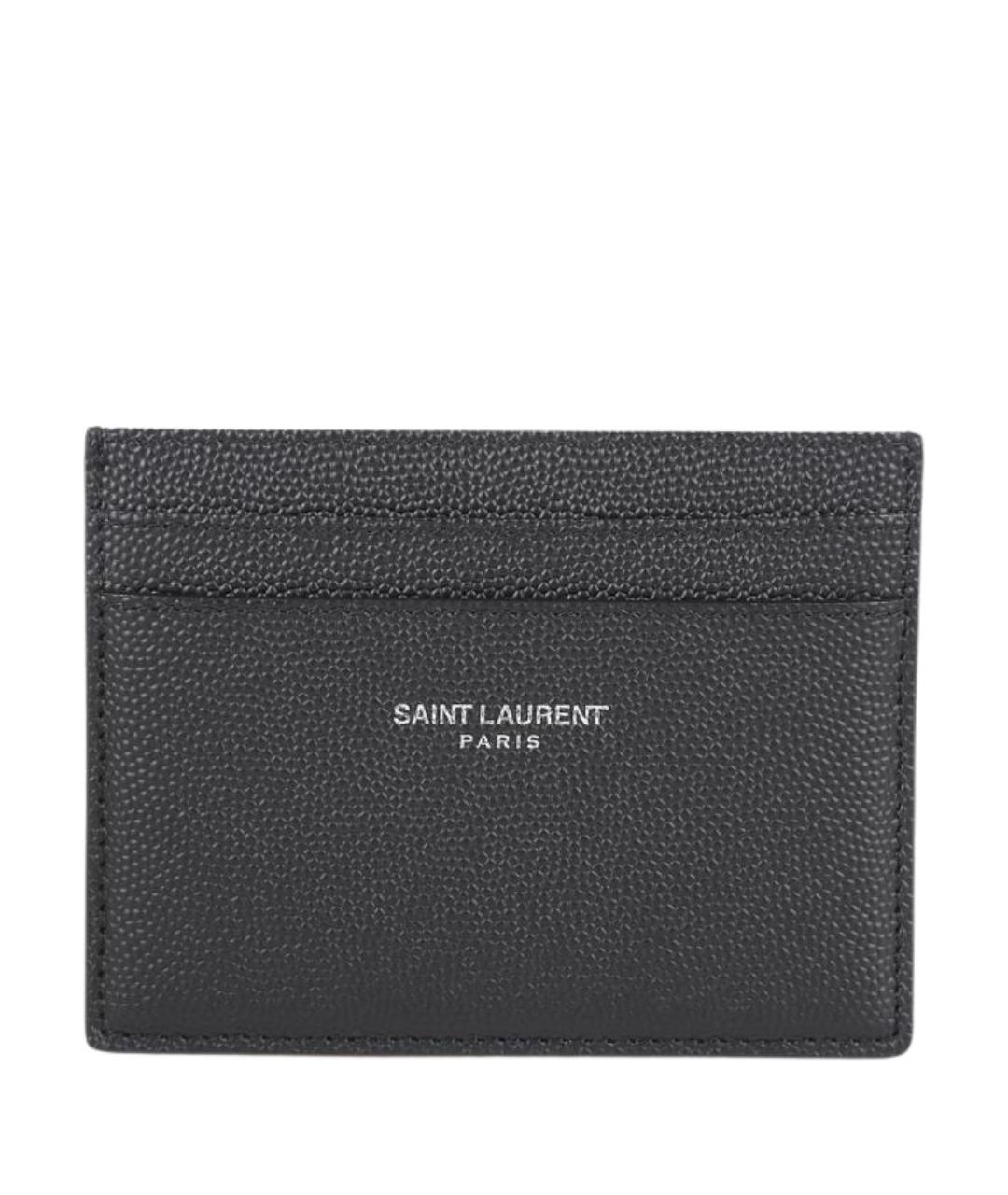 SAINT LAURENT Черный кожаный кардхолдер, фото 1