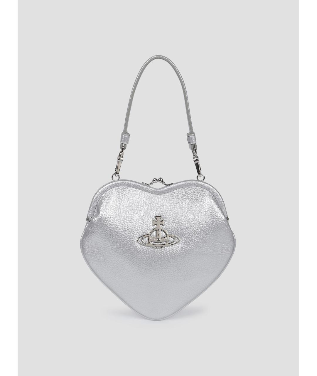 VIVIENNE WESTWOOD Серебряная сумка с короткими ручками из искусственной кожи, фото 4