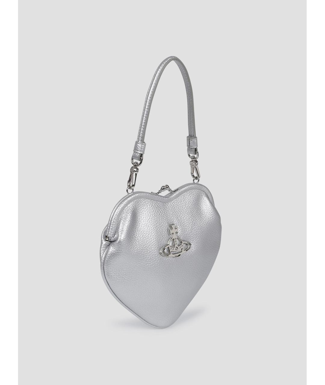 VIVIENNE WESTWOOD Серебряная сумка с короткими ручками из искусственной кожи, фото 2