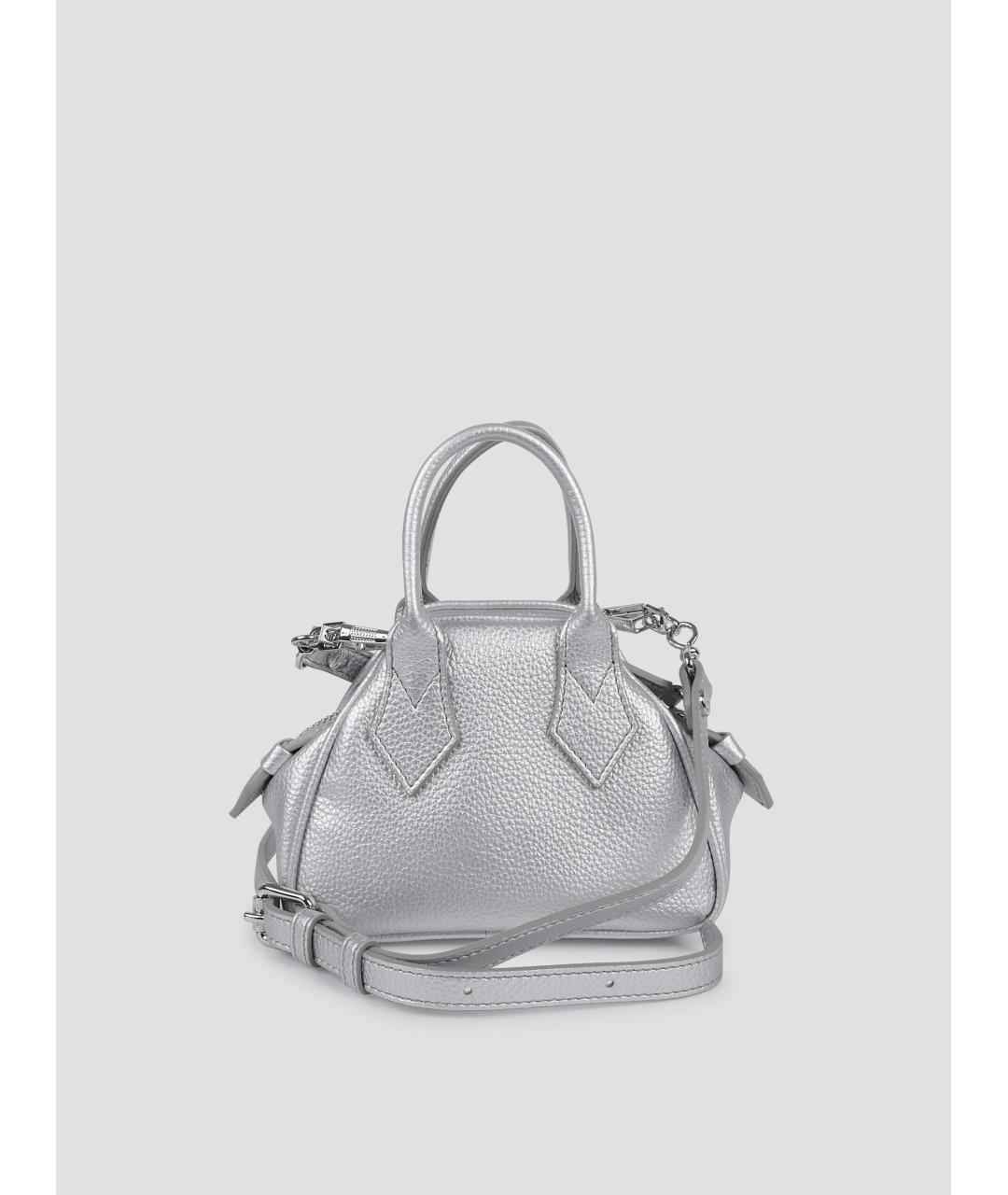 VIVIENNE WESTWOOD Серебряная сумка с короткими ручками из искусственной кожи, фото 3