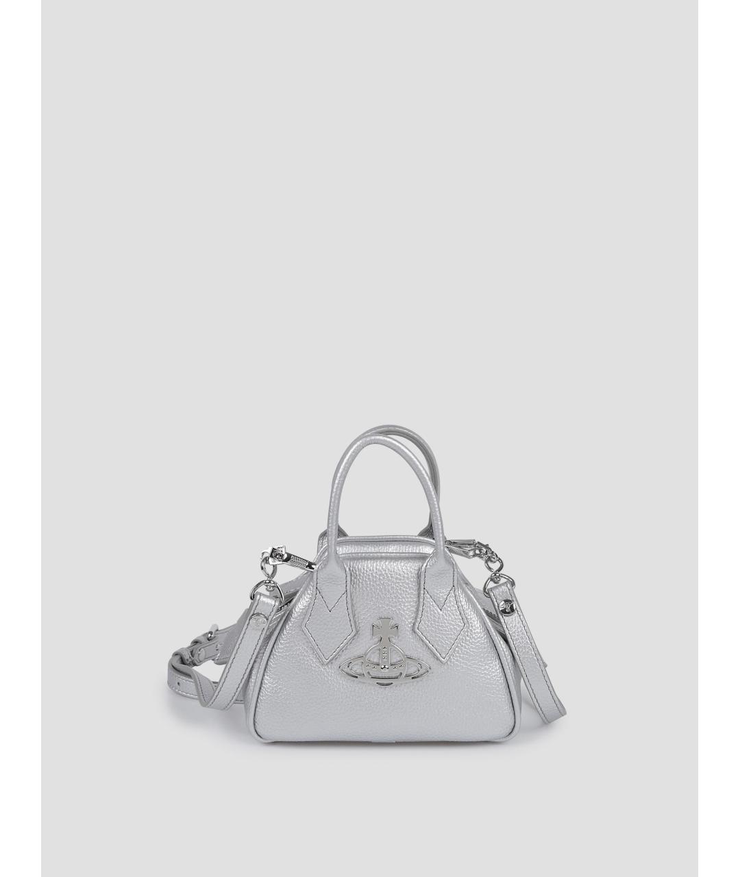 VIVIENNE WESTWOOD Серебряная сумка с короткими ручками из искусственной кожи, фото 4