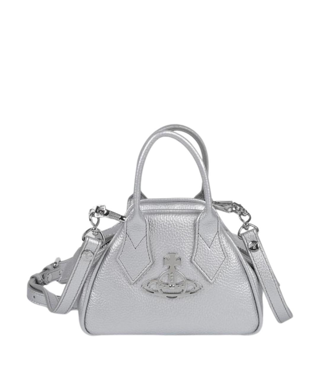 VIVIENNE WESTWOOD Серебряная сумка с короткими ручками из искусственной кожи, фото 1