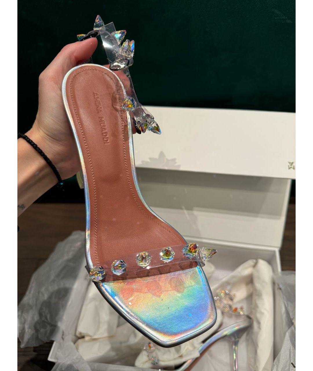 Amina Muaddi Серебряные туфли, фото 3