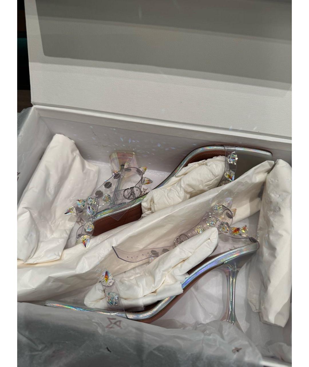 Amina Muaddi Серебряные туфли, фото 2