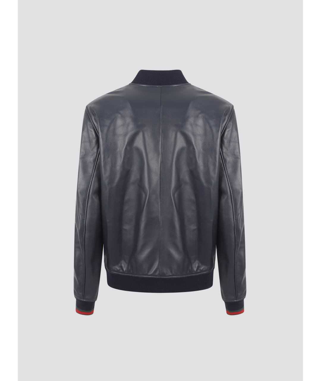 GUCCI Темно-синяя кожаная куртка, фото 2