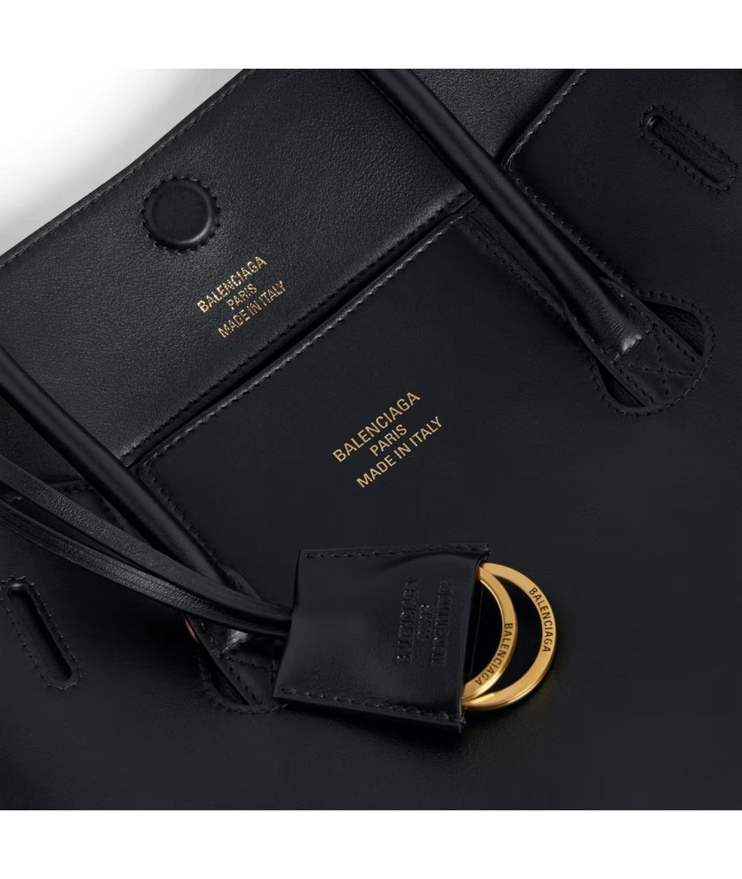 BALENCIAGA Черная кожаная сумка тоут, фото 3