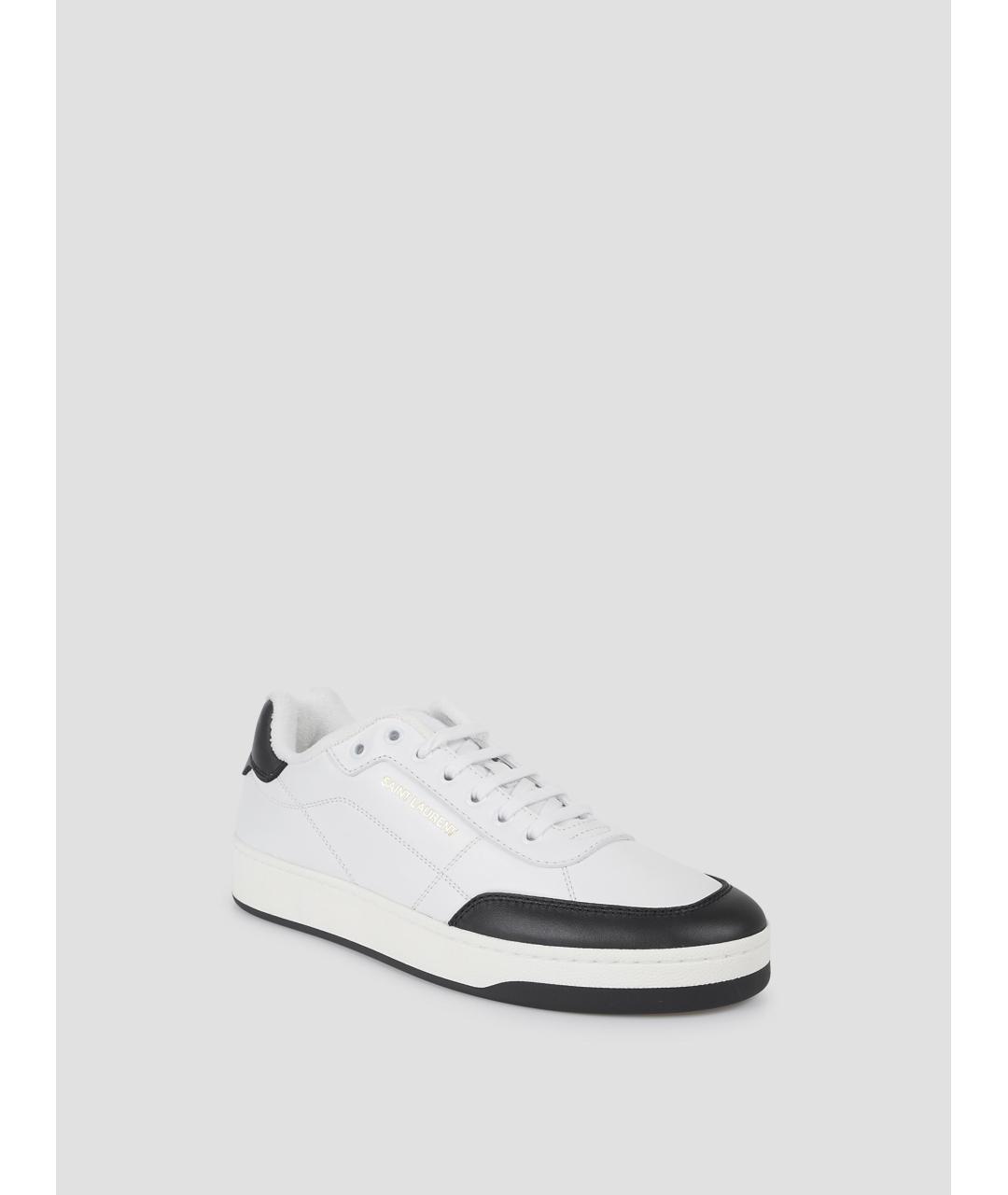 SAINT LAURENT Белые кожаные низкие кроссовки / кеды, фото 3