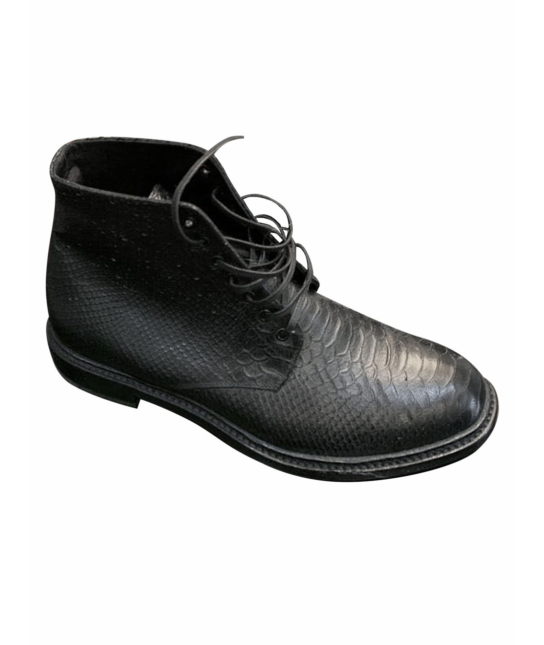 SAINT LAURENT Черные ботинки из экзотической кожи, фото 1