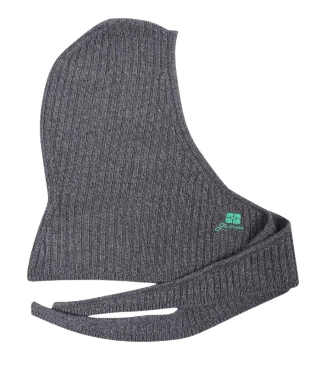 GANNI Серый шерстяной шарф, фото 1