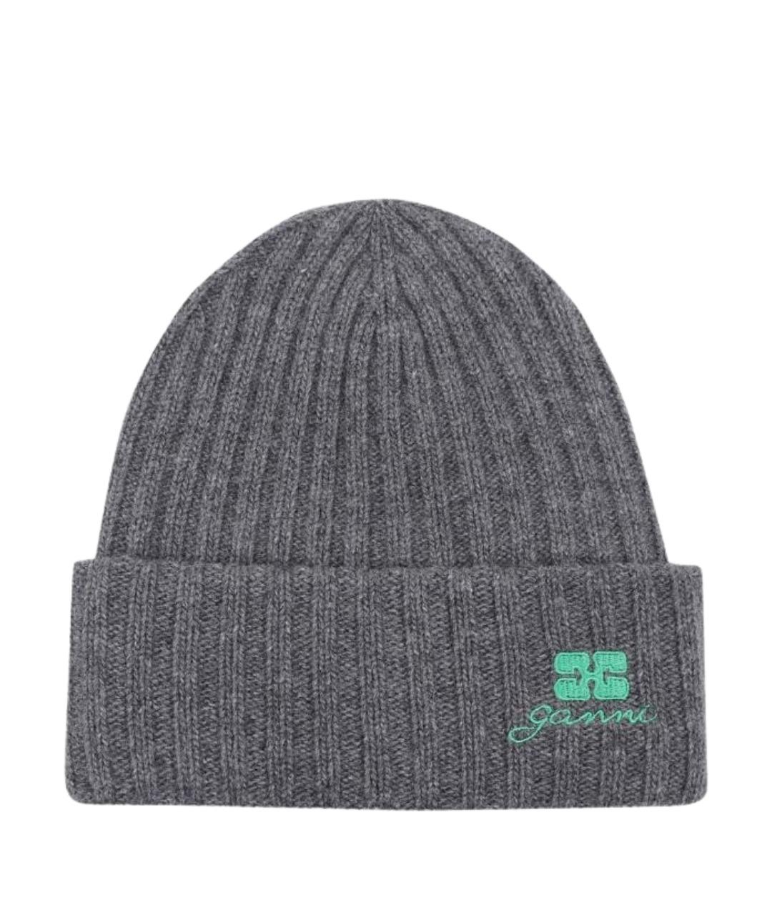 GANNI Серая шерстяная шапка, фото 1