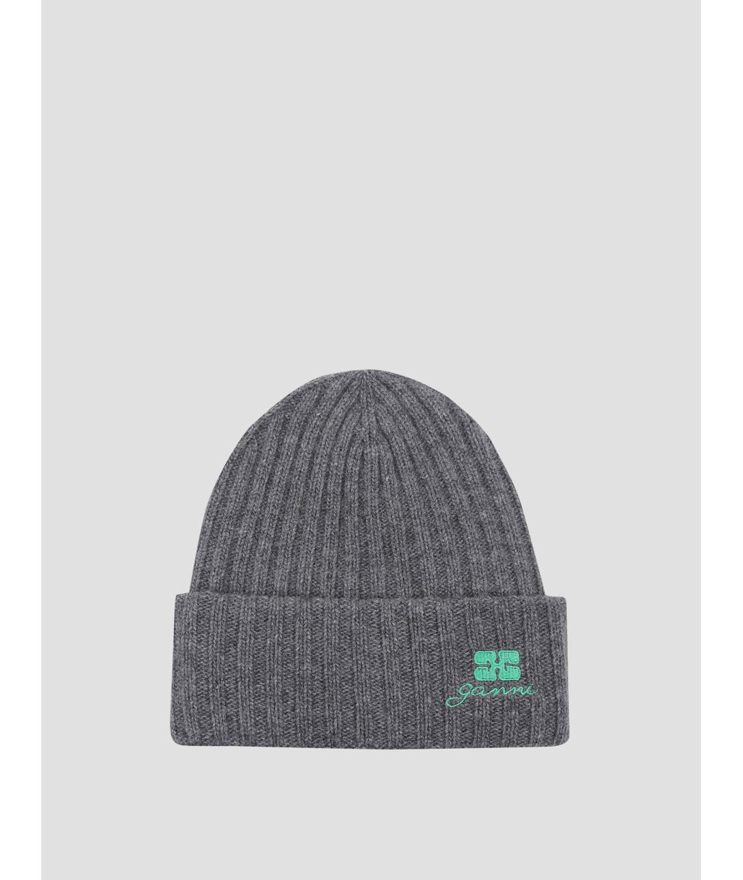 GANNI Серая шерстяная шапка, фото 3