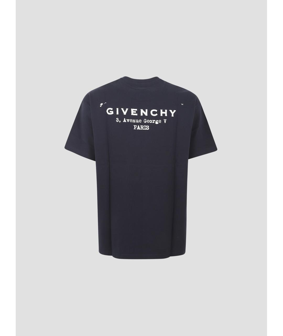 GIVENCHY Темно-синяя хлопковая футболка, фото 2