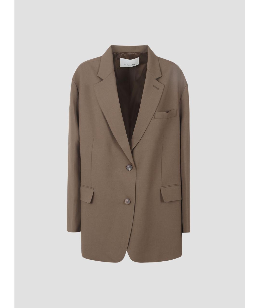 THE FRANKIE SHOP Коричневый полиэстеровый жакет/пиджак, фото 4