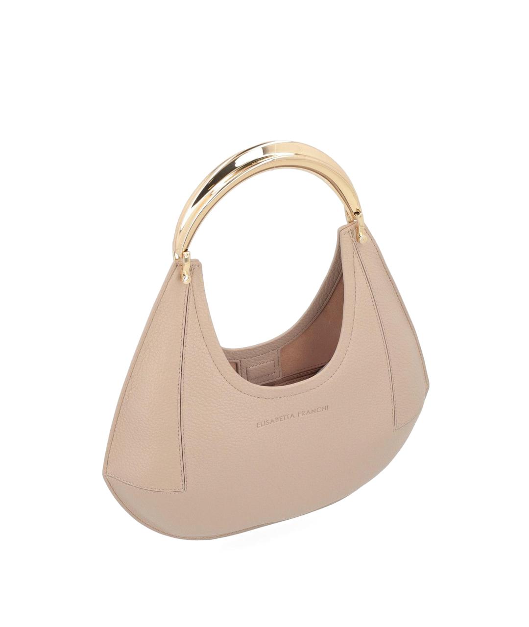 ELISABETTA FRANCHI Бежевая синтетическая сумка с короткими ручками, фото 2