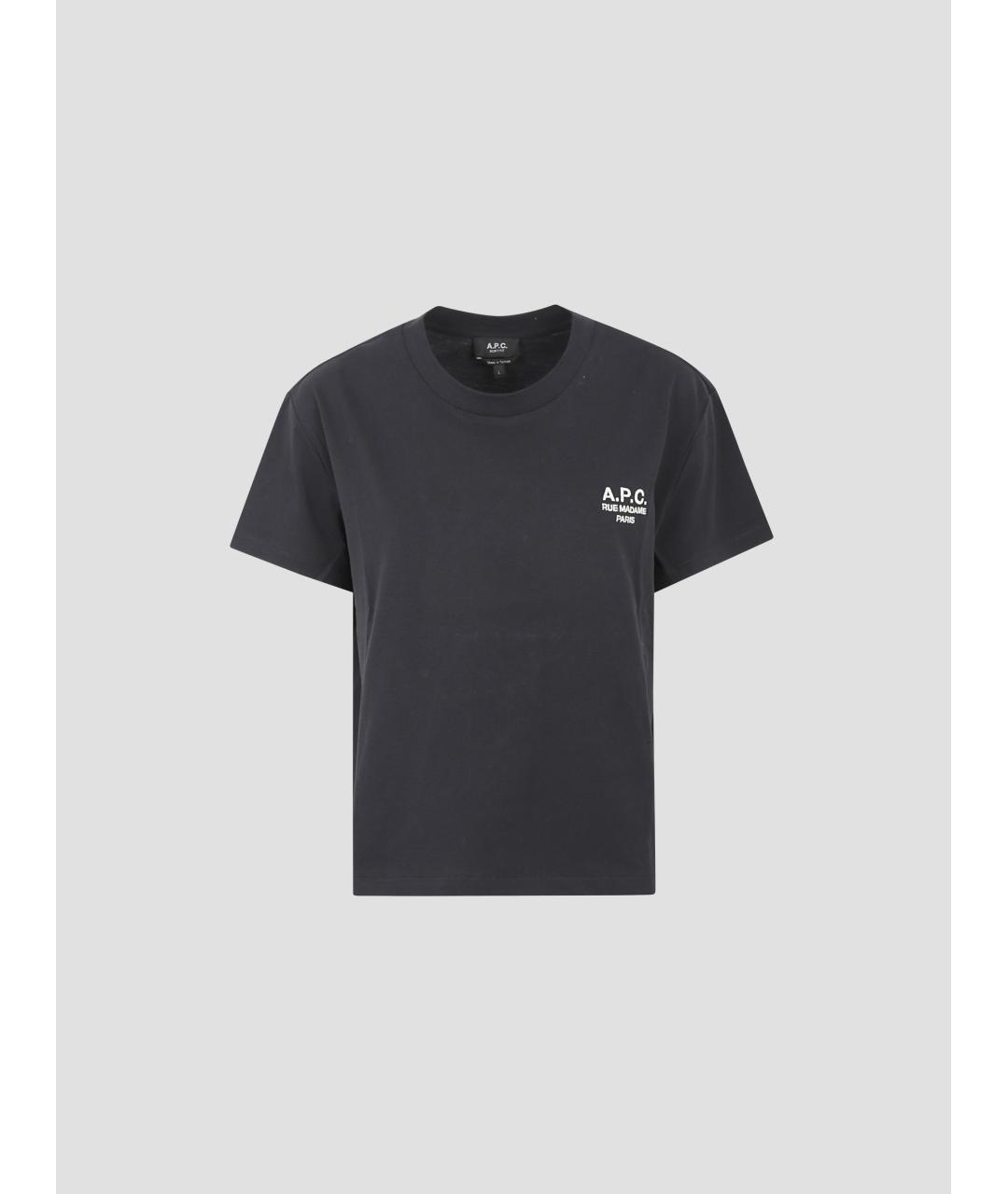 A.P.C. Темно-синяя хлопковая футболка, фото 4