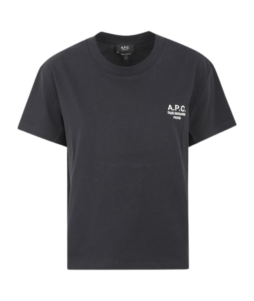 A.P.C. Темно-синяя хлопковая футболка, фото 1