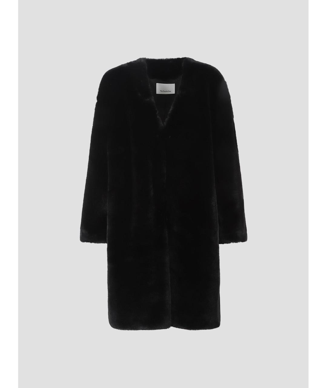 THE FRANKIE SHOP Черная полиэстеровая шуба, фото 4