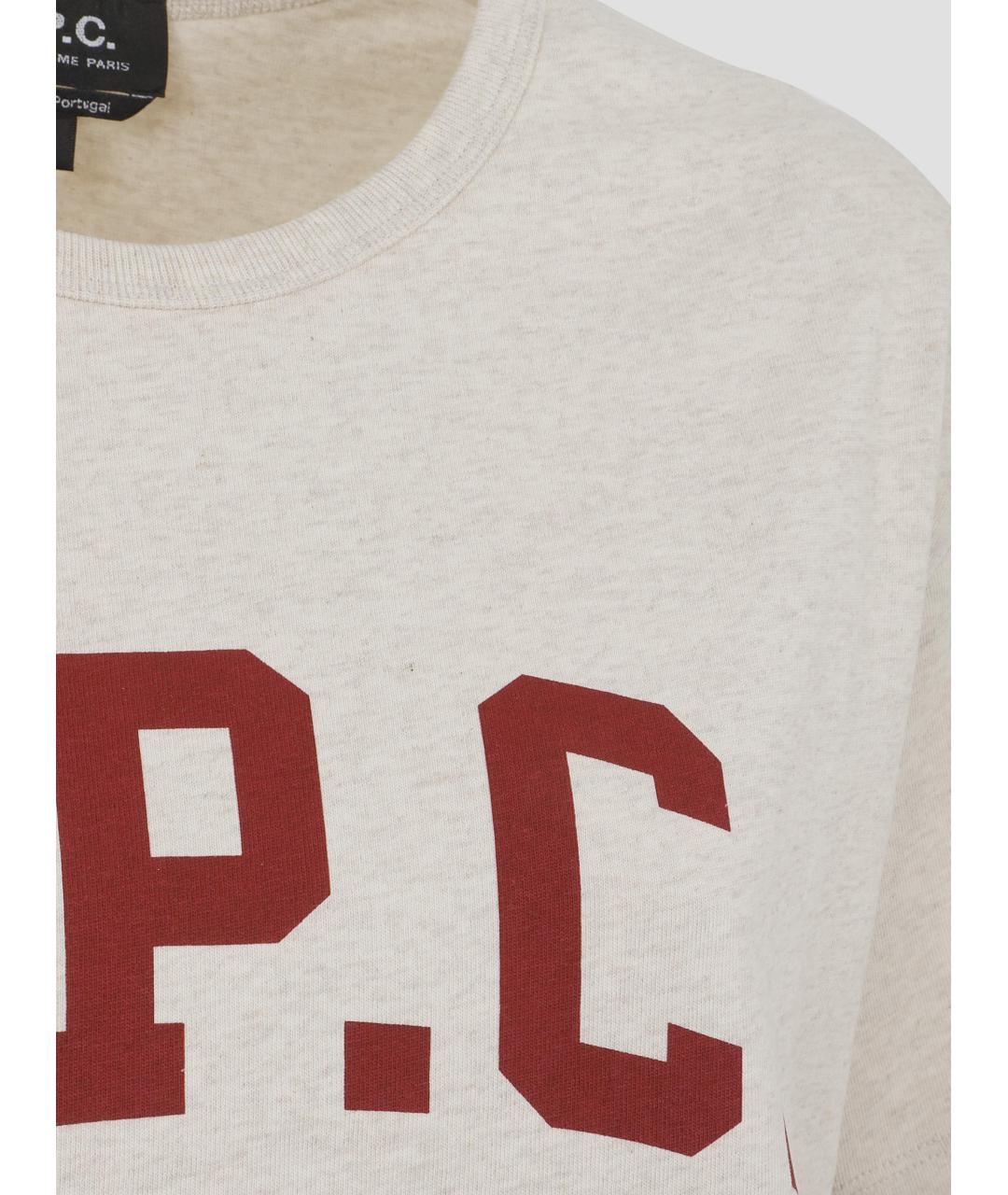 A.P.C. Бежевая хлопковая футболка, фото 3
