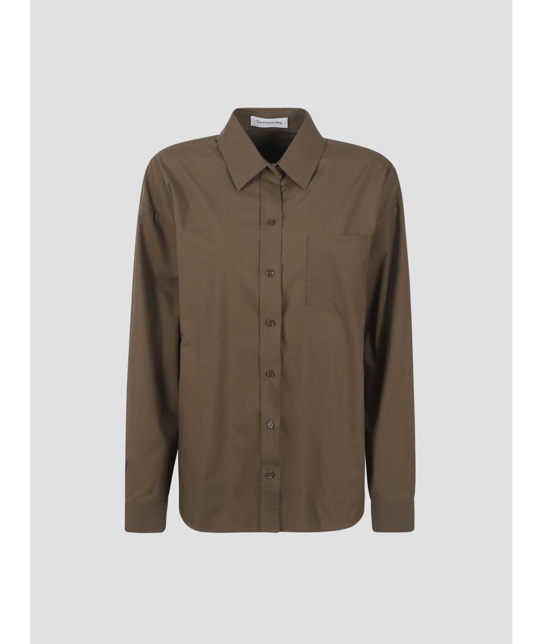 THE FRANKIE SHOP Коричневая хлопковая рубашка, фото 5