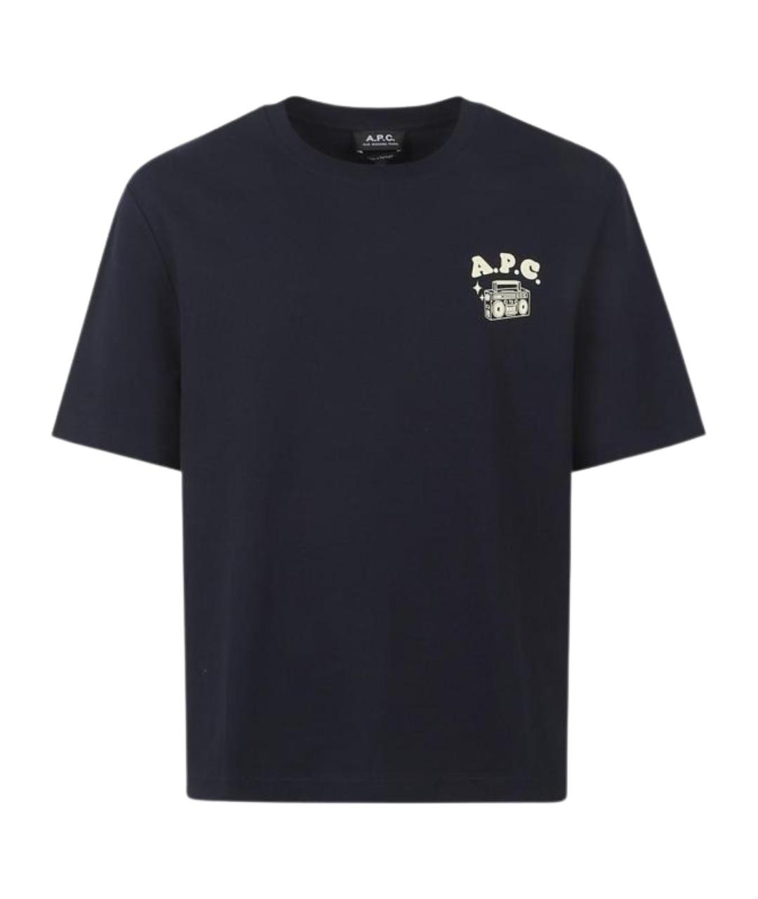 A.P.C. Темно-синяя хлопковая футболка, фото 1