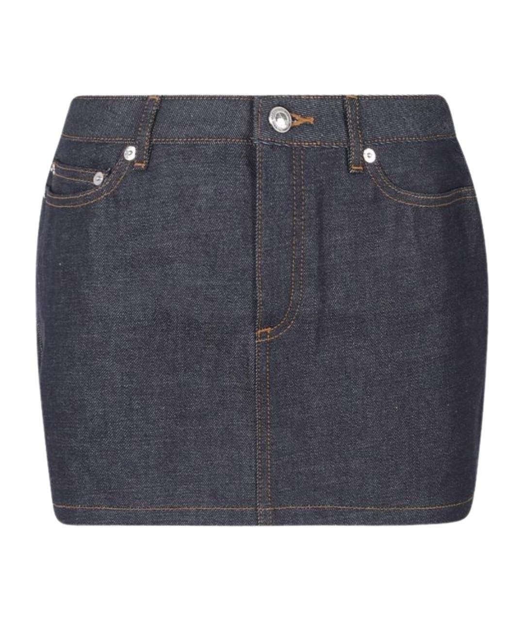 A.P.C. Темно-синяя хлопковая юбка мини, фото 1