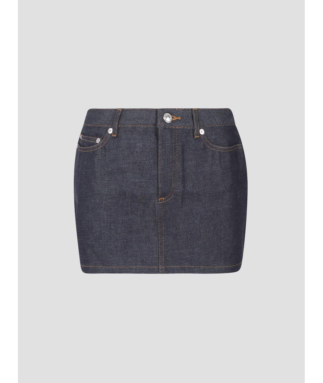 A.P.C. Темно-синяя хлопковая юбка мини, фото 4