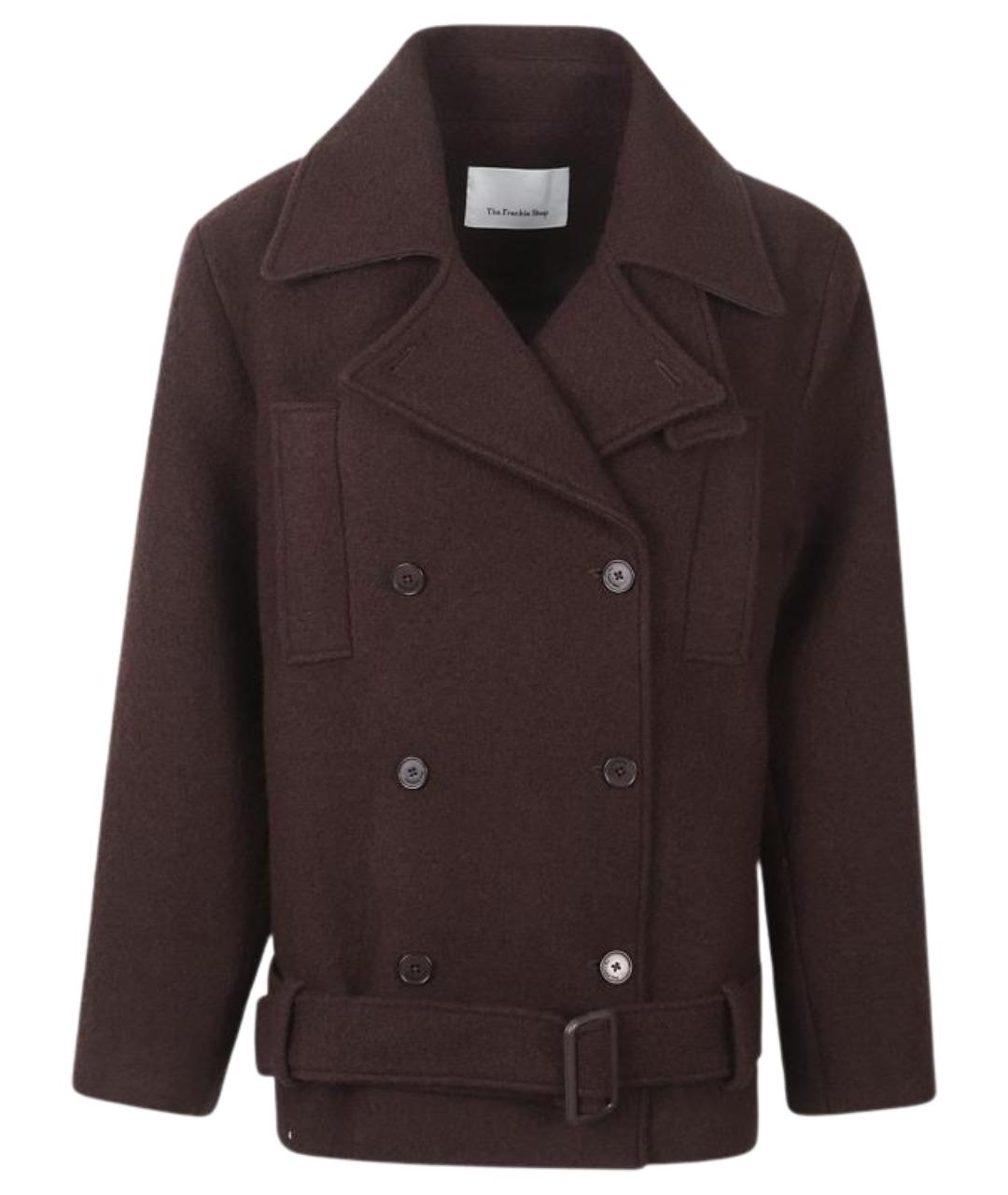 THE FRANKIE SHOP Коричневое шерстяное пальто, фото 1