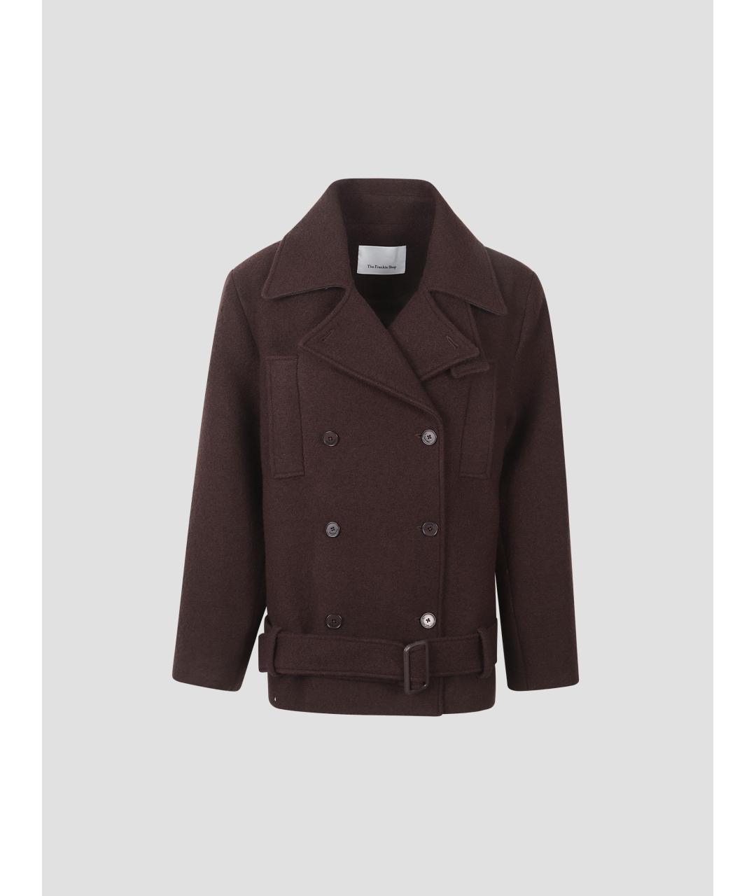 THE FRANKIE SHOP Коричневое шерстяное пальто, фото 4